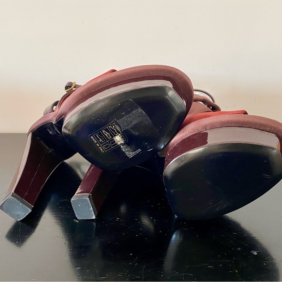 Balenciaga Burgundy Strappy Platform Heels - Picture 6 of 9